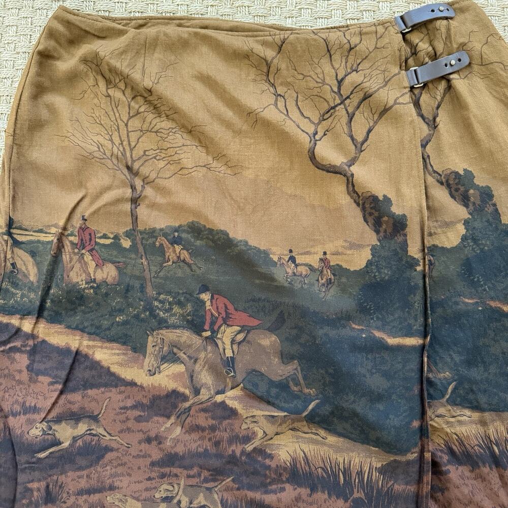 Vintage Lauren Ralph Lauren Wool Blend Midi Skirt Equestrian Fox Hunt Sz 22 - Picture 14 of 16